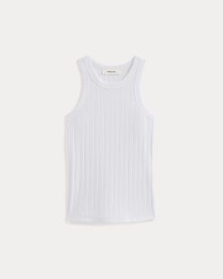 Alternative view of Racerback Tank in Pointelle | White