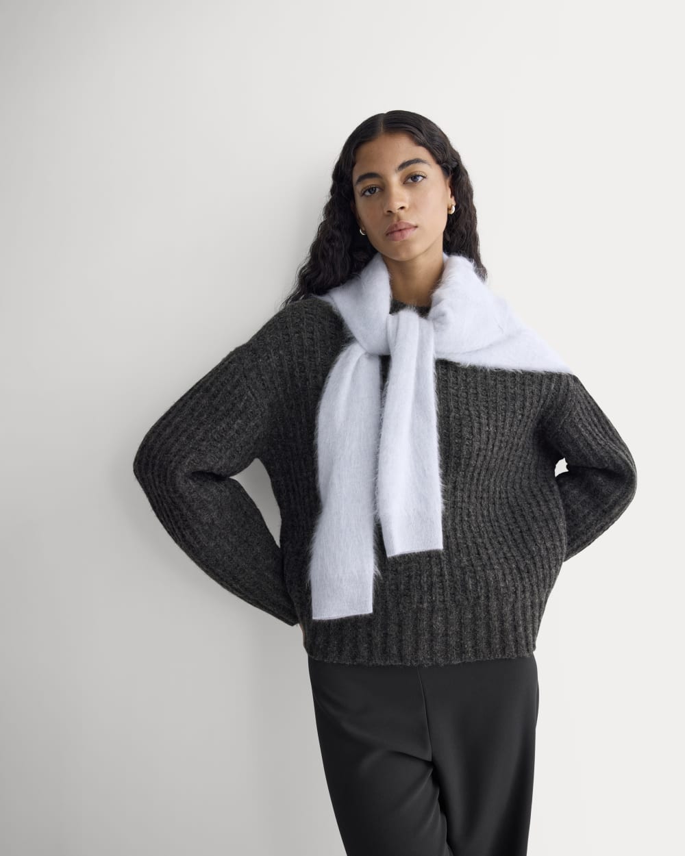 Waffle Sweater in Cloud | Heathered Soot - Image 5