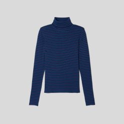 Alternative view of The Luxe Micro-Rib Turtleneck | Ocean Cavern / Horizon Blue