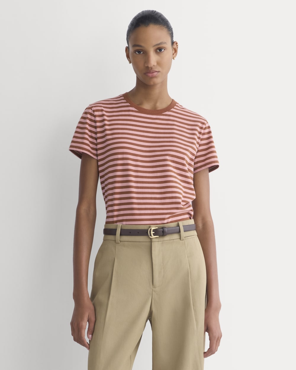 The Box-Cut Tee in Essential Cotton | Toffee/Pink | No Pocket