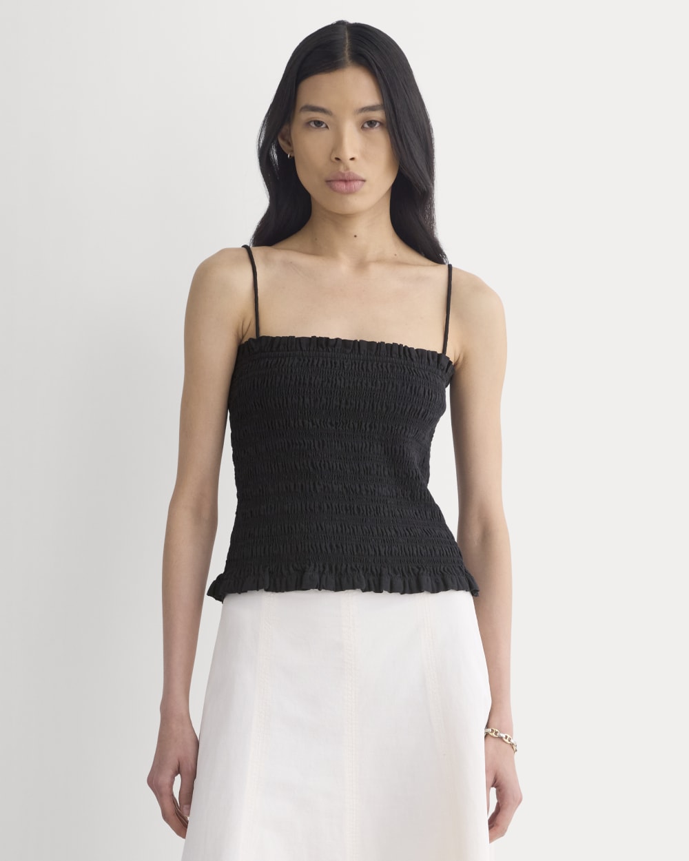 Gauze Smocked Cami | Black
