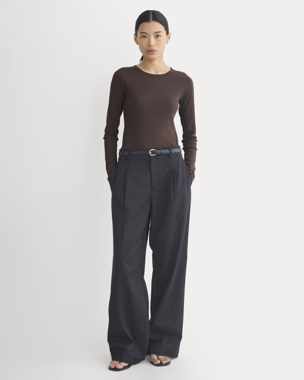 The Luxe Rib Long-Sleeve Crew | Coffee Bean - Image 3
