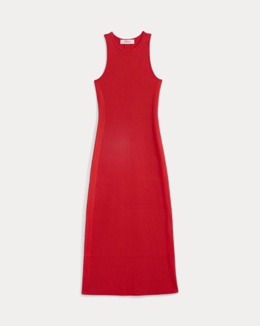 Alternative view of Cutaway Ribbed Midi Dress | Fiery Red