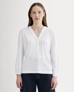 The Air V-Neck Henley | White