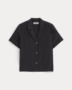 Alternative view of The Notch Shirt in Washable Silk | Black