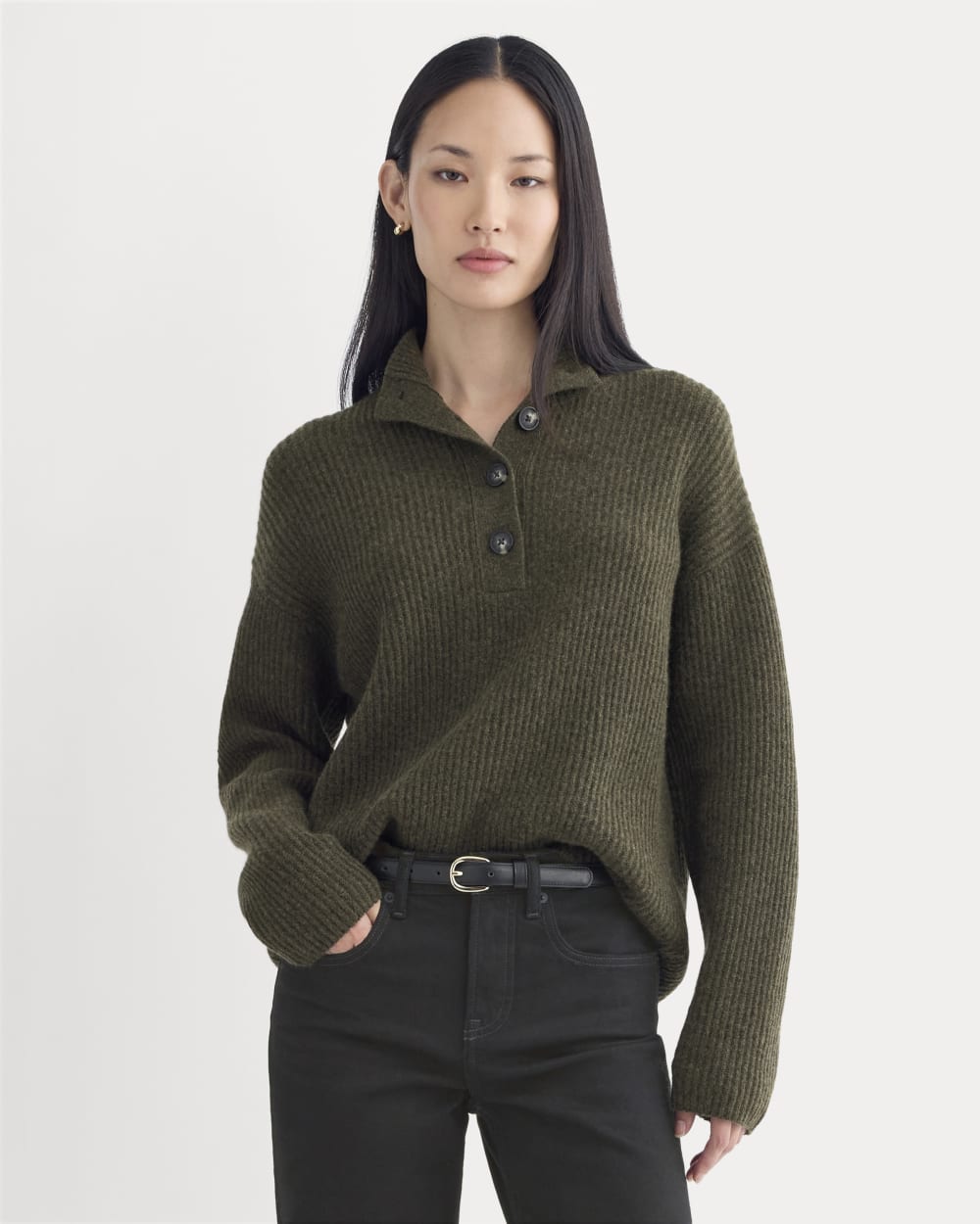 The Cocoon Henley in Wool Cashmere | Heather Beech - Image 3