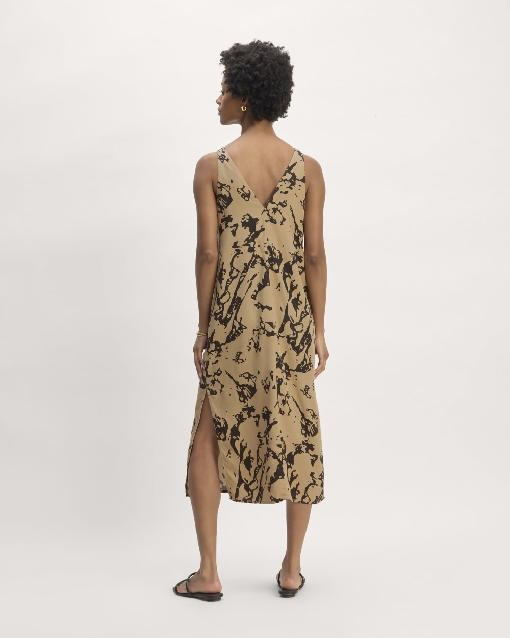 The TENCEL™ Midi Slip Dress | Black / Cornstalk Abstract - Image 6