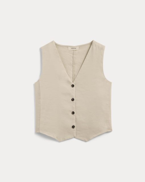 Alternative view of The Vest in Stretch Linen | Birch