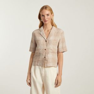 Alternative view of The Linen Workwear Shirt | Iced Coffee Grid