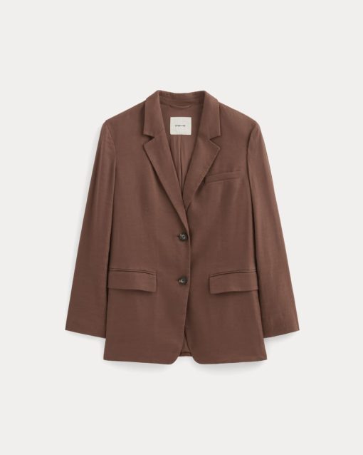 Alternative view of The Oversized Blazer in Stretch Linen | Cedarwood