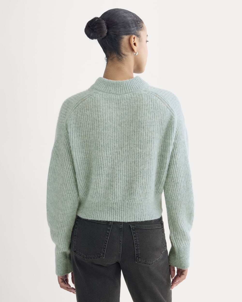 Cropped Cocoon Sweater in Alpaca | Heather Gray Mist - Image 4