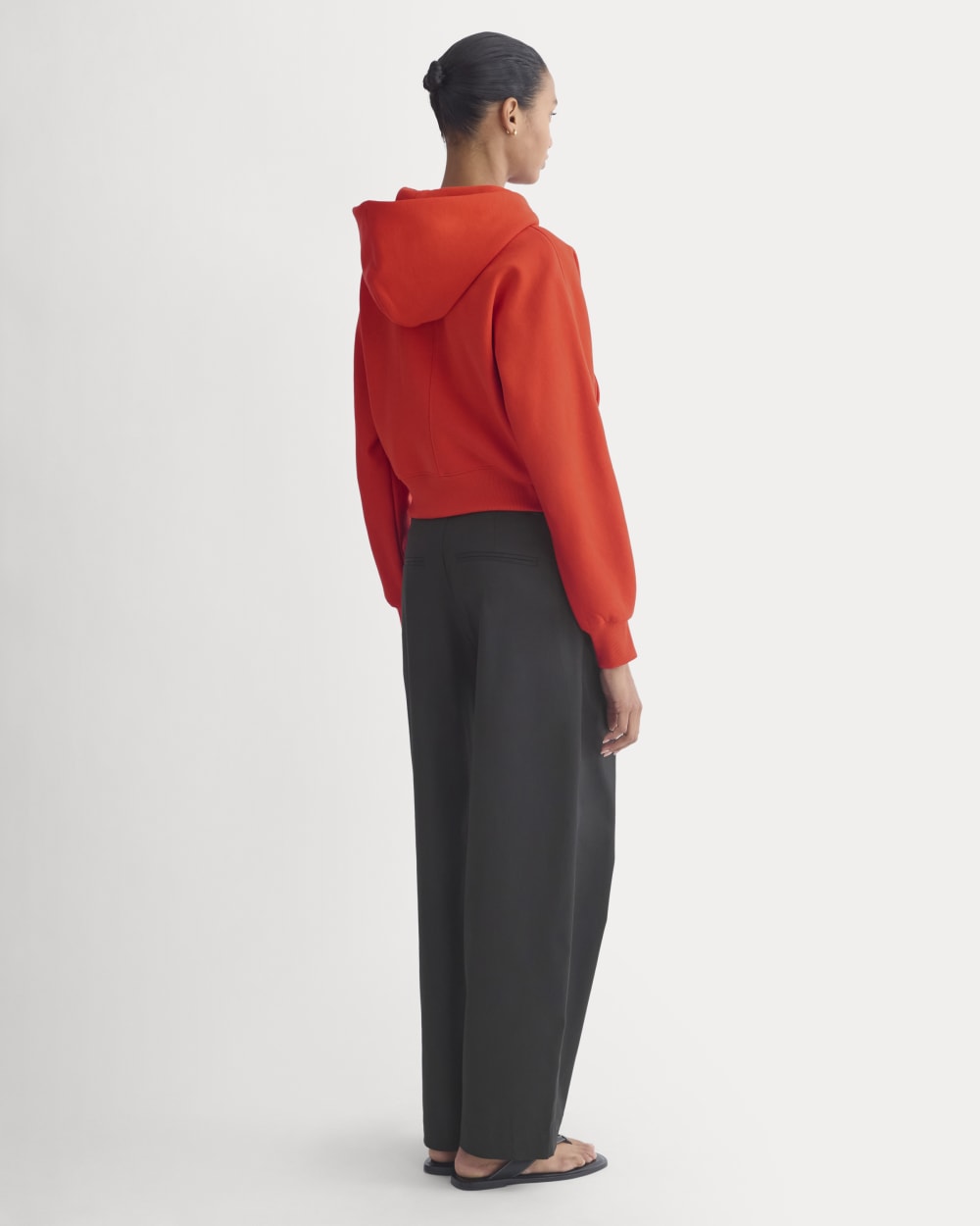 Luxe Fleece Full-Zip Cropped Hoodie | Fiery Red - Image 5