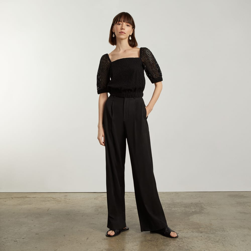 The Eyelet Puff Sleeve Top | Black - Image 7