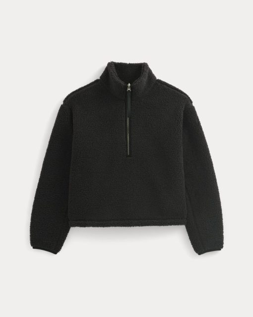 Alternative view of Reversible Teddy Half-Zip Pullover | Black