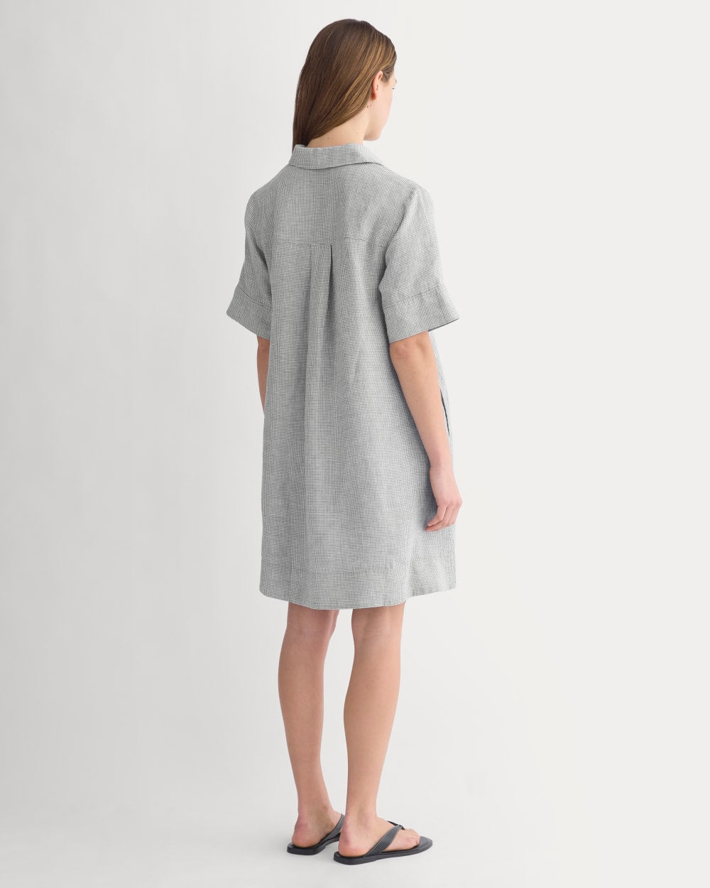 Mini Popover Shirtdress in Linen | Agave / Bone - Image 5