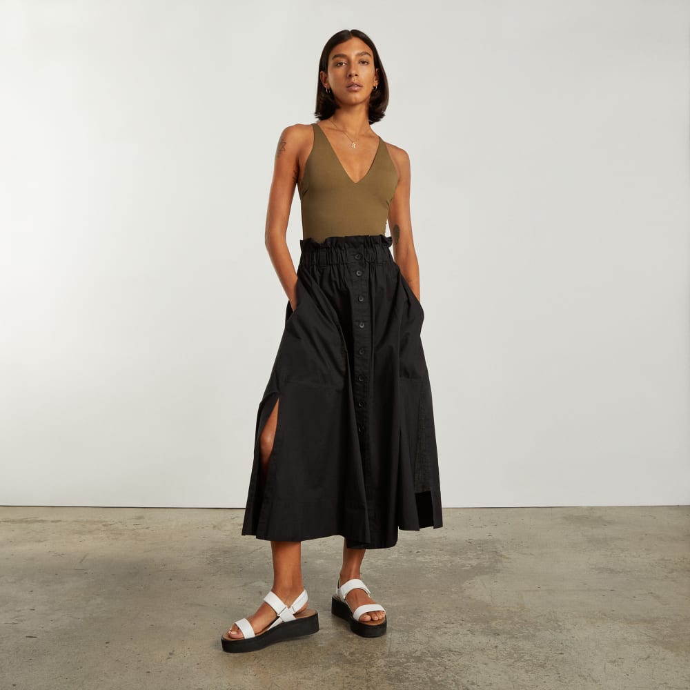 The Easy Button-Front Skirt | Black - Image 4