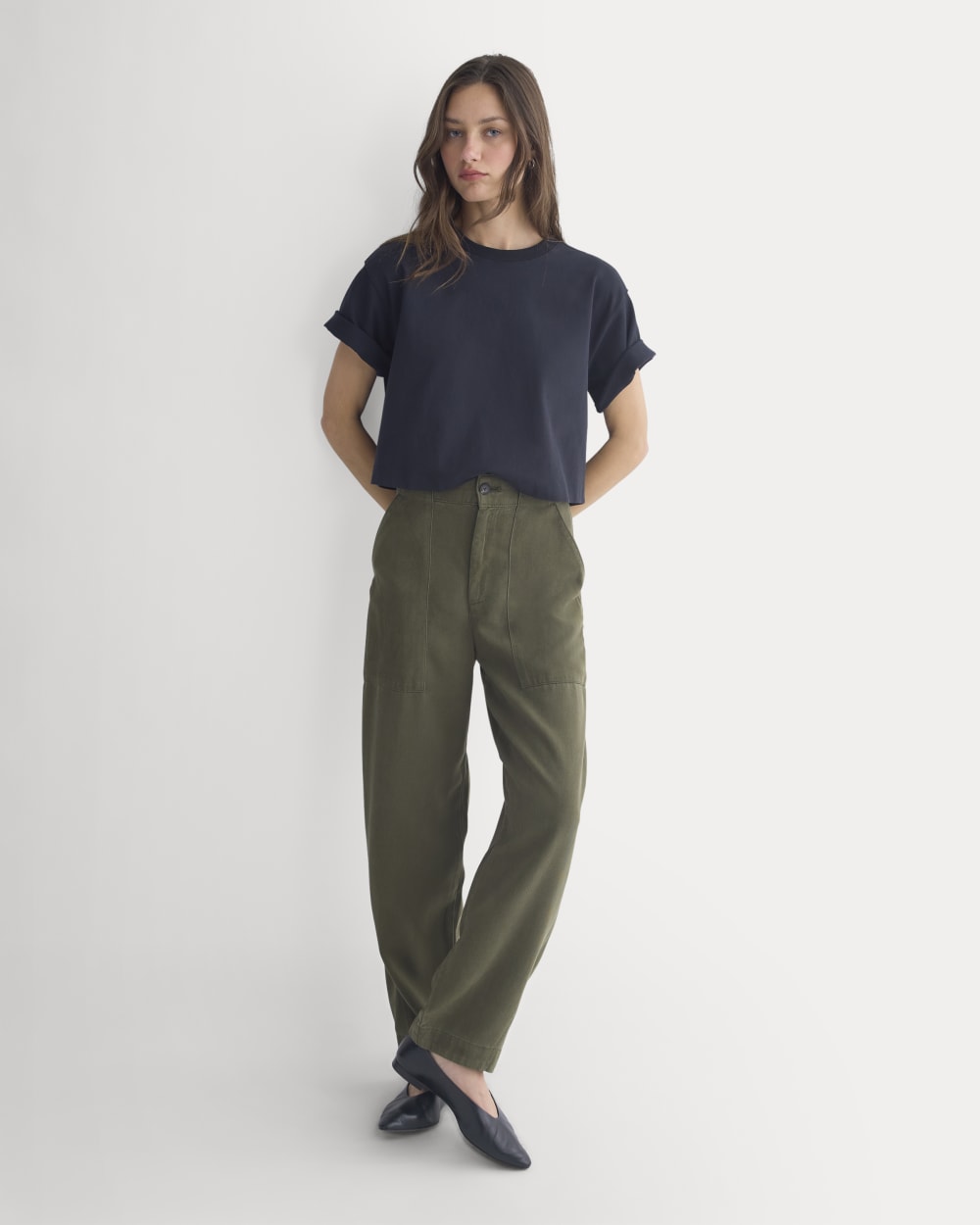 Patch Pocket Ballon Pant in Buttersoft | Olive Night - Image 3