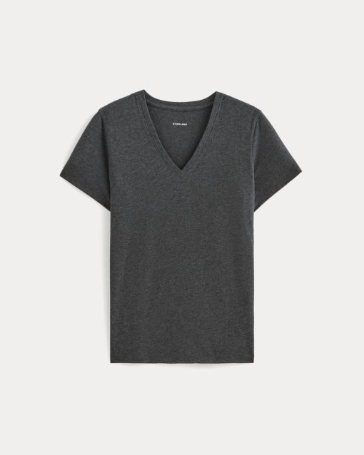 Alternative view of The Slim V-Neck Tee in Essential Cotton | Heathered Soot