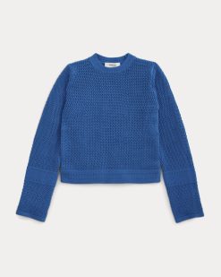 Alternative view of Open Knit Long-Sleeve Crew in Everyday Cotton | Imperial Blue