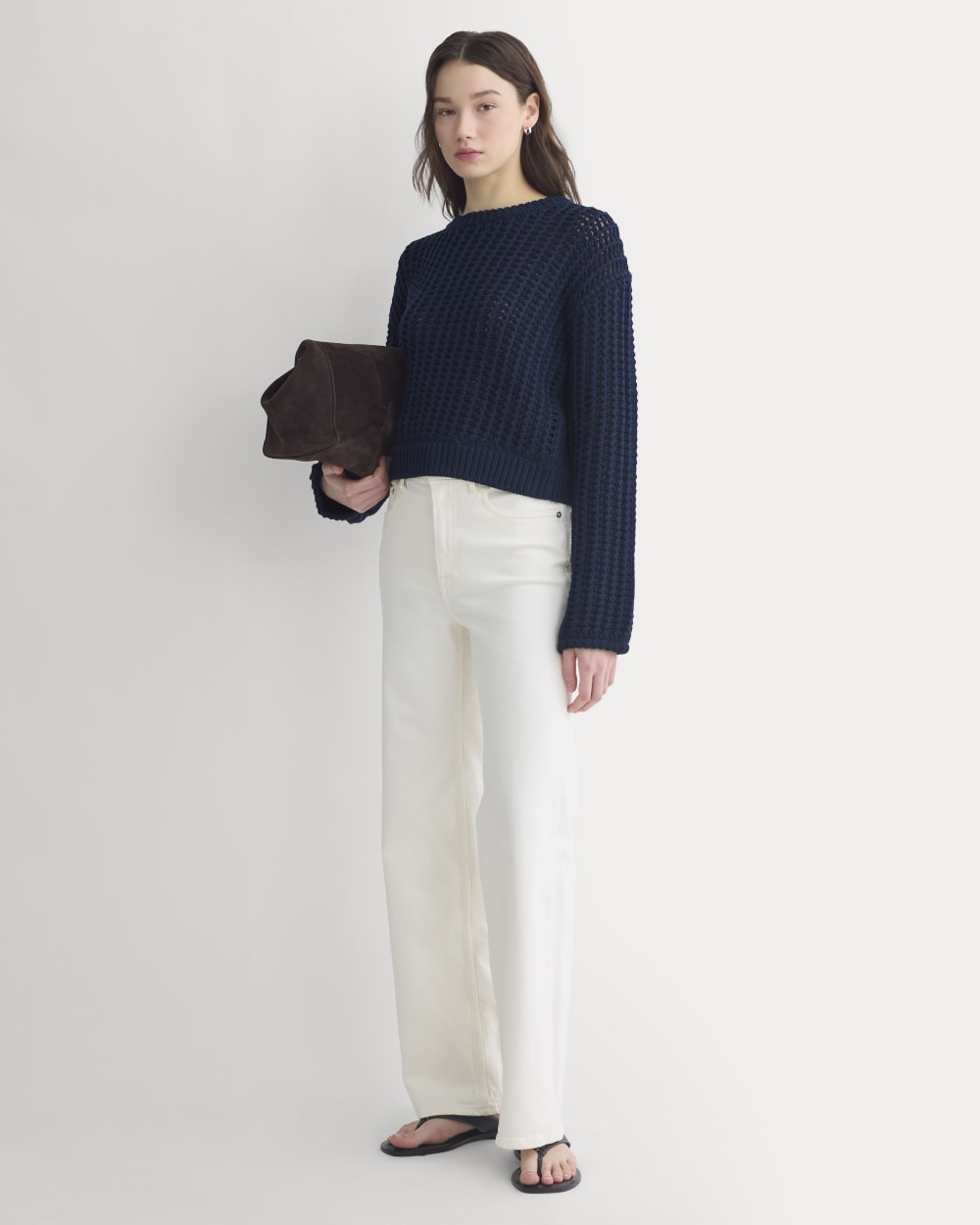 Open-Knit Crew in Elevated Cotton | Navy - Image 3