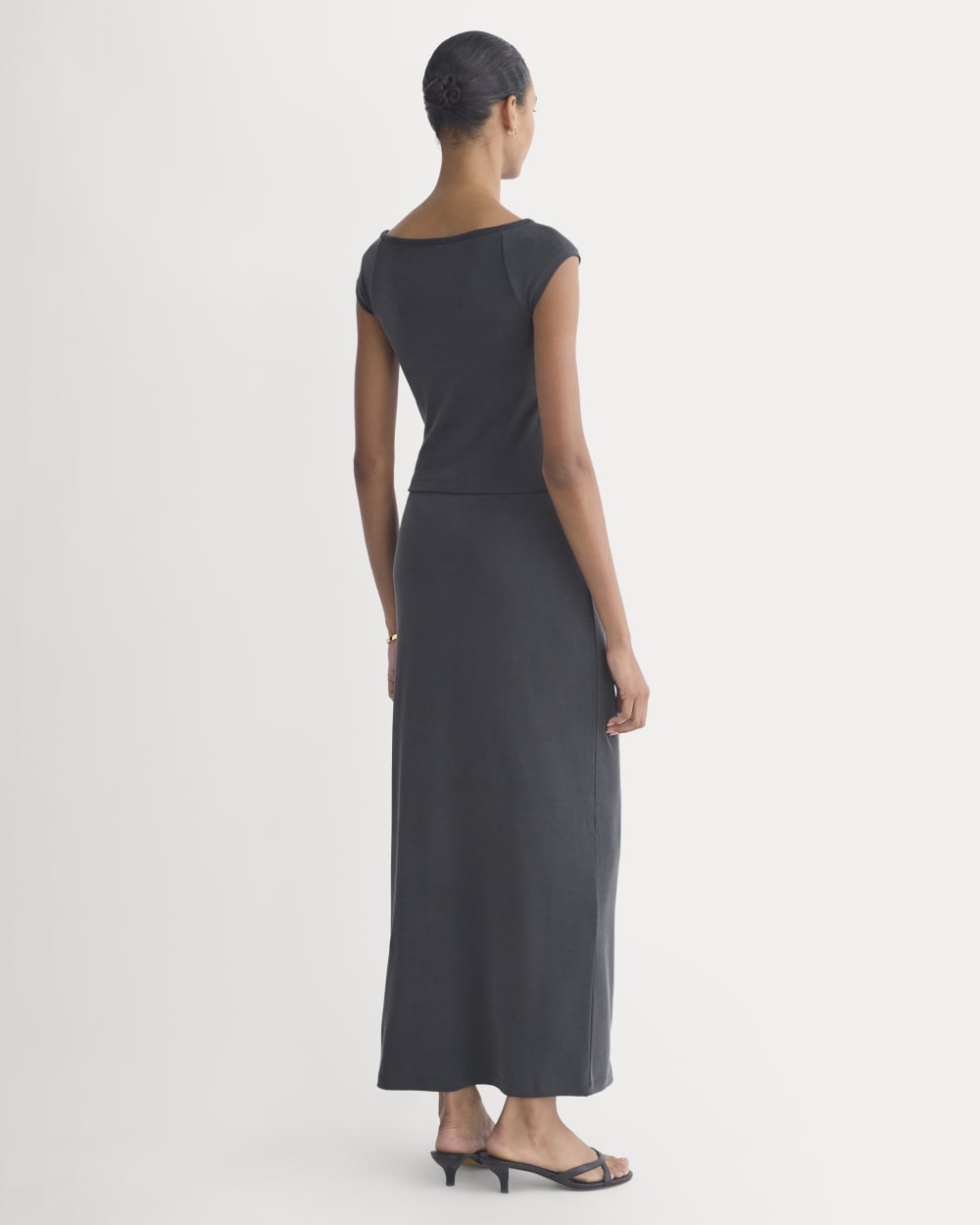 Boatneck Cap-Sleeve Top in Butterknit | Black - Image 5