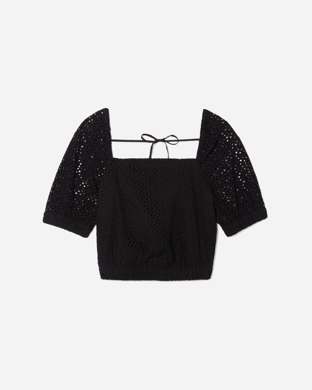 The Eyelet Puff Sleeve Top | Black - Image 5
