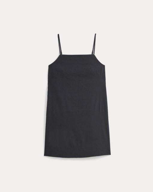 Alternative view of Mini Shift Dress in Stretch Linen | Black