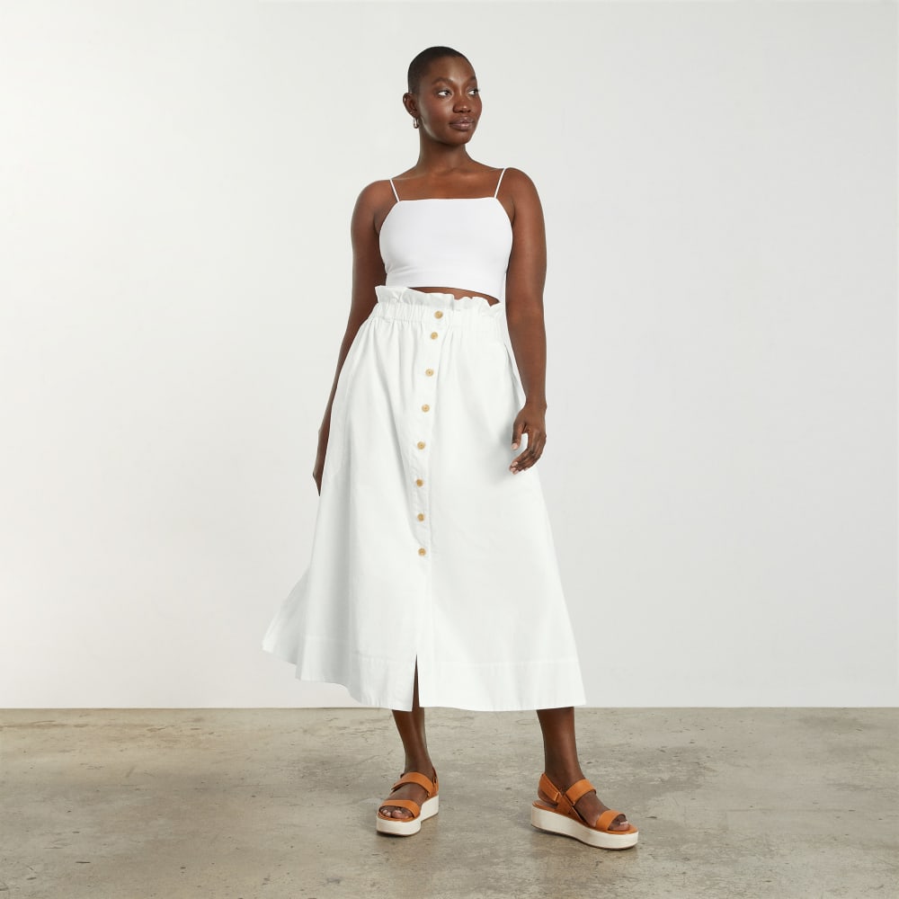 The Easy Button-Front Skirt | White - Image 3