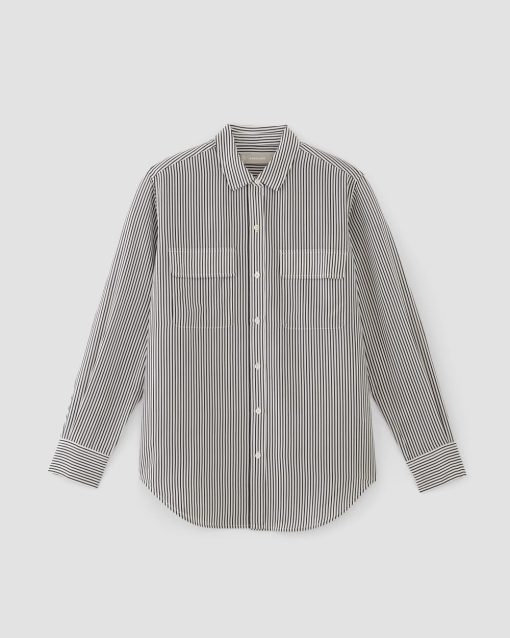 Alternative view of The Utility Shirt in Washable Silk | Black / White