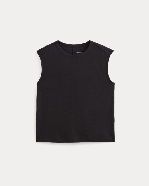 Alternative view of The Muscle Tee in Cotton Linen | Black