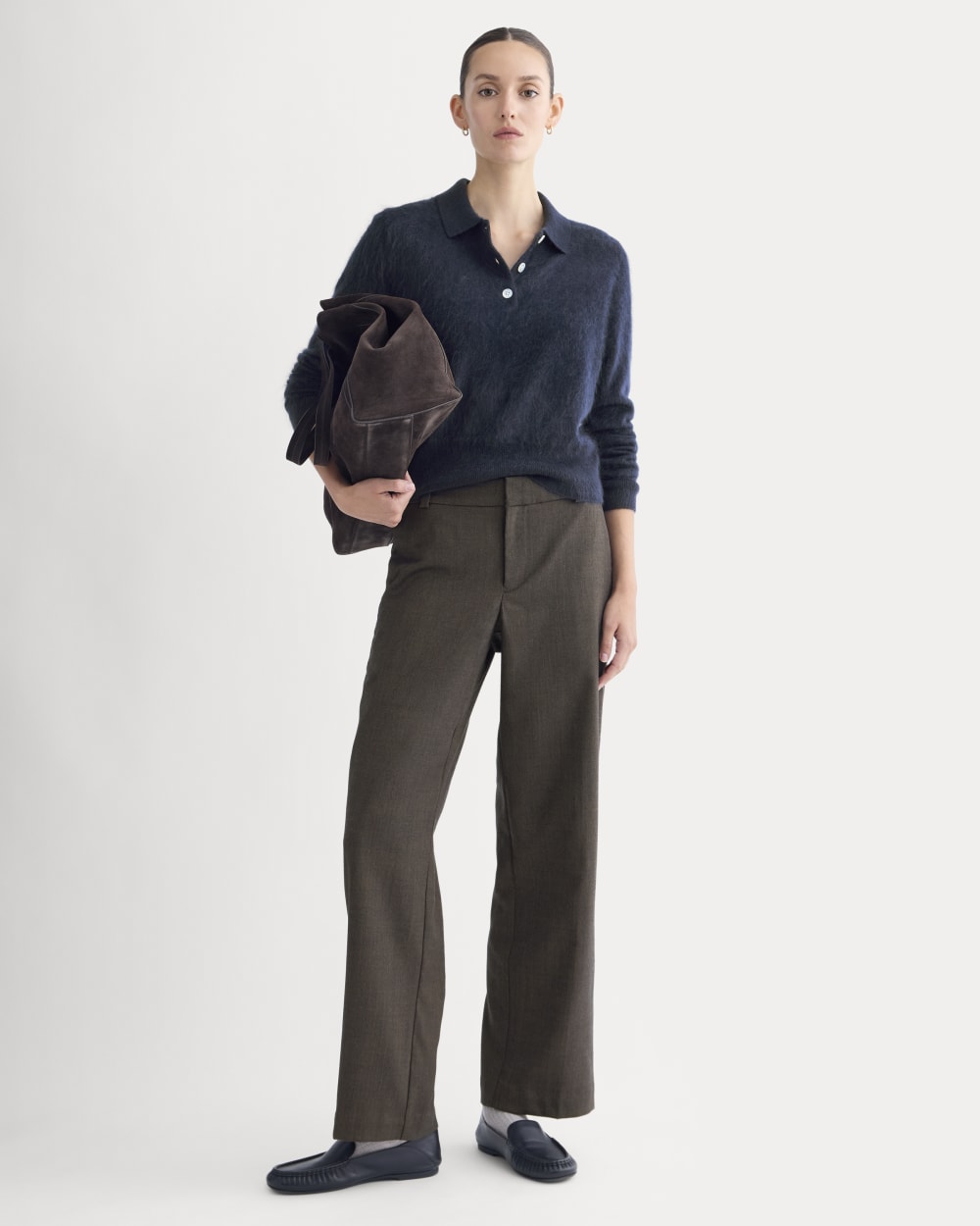 Lush Cashmere Cropped Polo Sweater | Starry Navy - Image 7