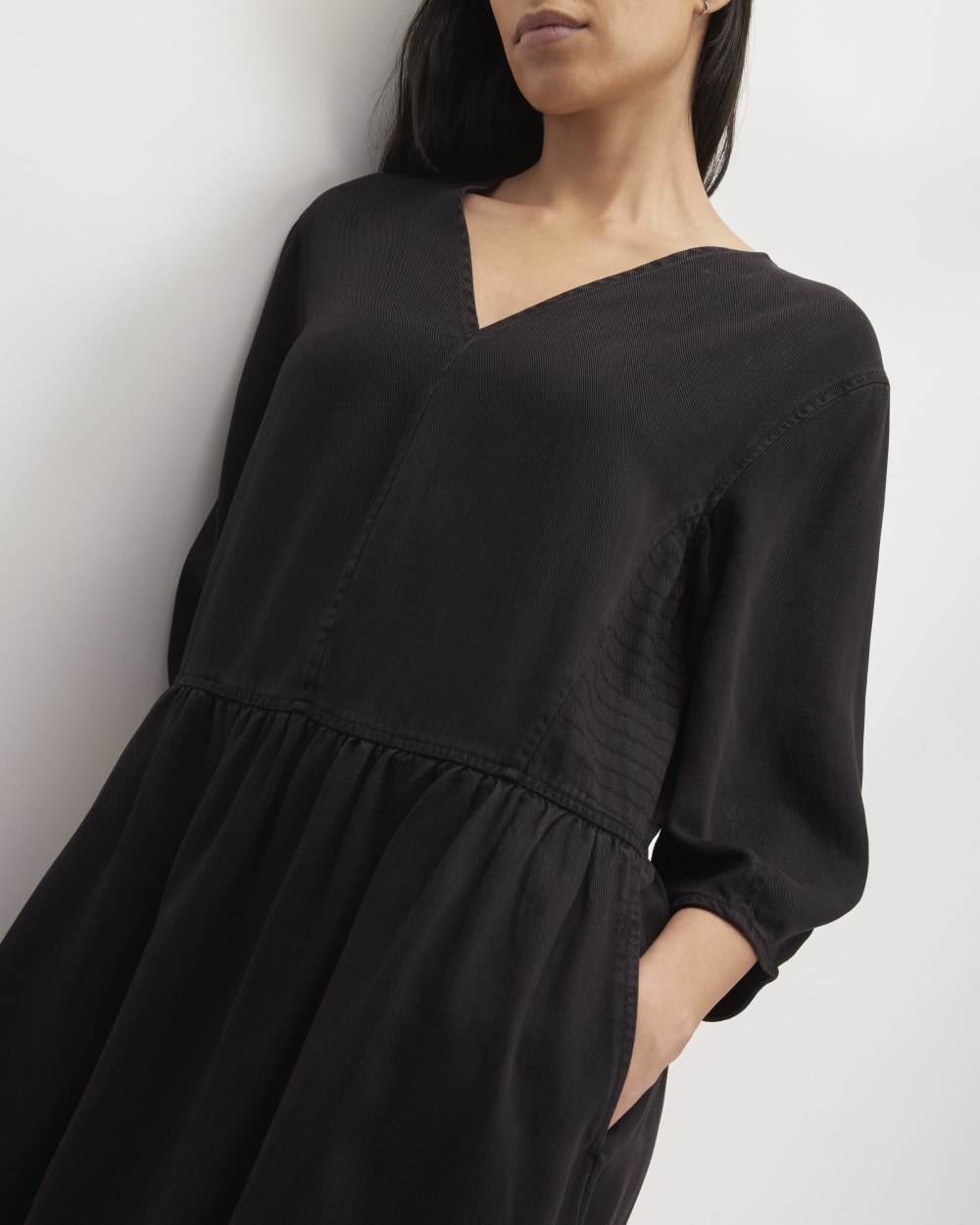 The TENCEL™ Puff-Sleeve Dress | Black - Image 5