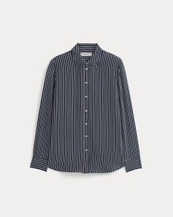 Alternative view of The Must-Have Shirt in Washable Silk | True Navy / Bone Stripe