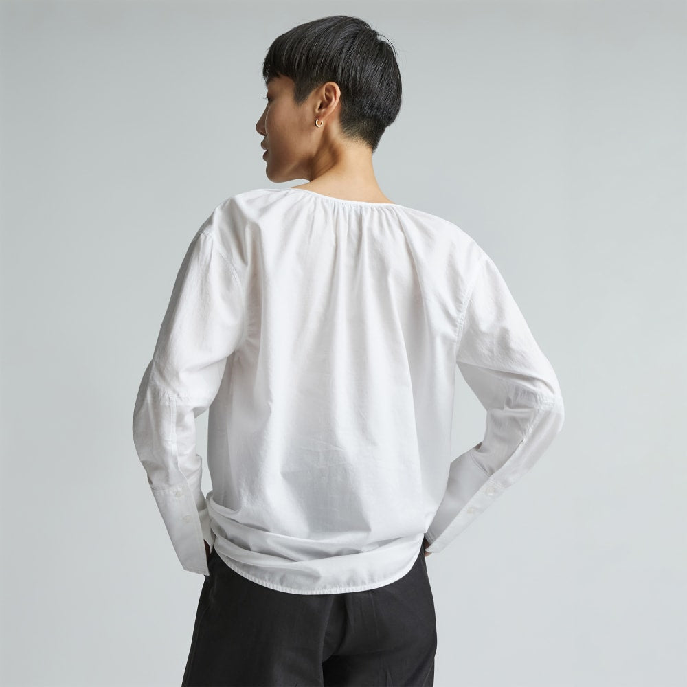 The Silky Cotton Balloon Sleeve Top | White - Image 3