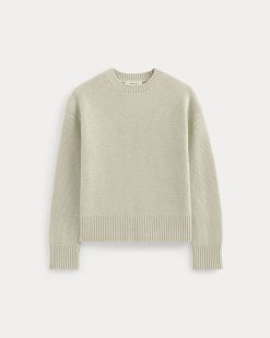 Alternative view of The Cotton Honeycomb Square Crew | Heathered Oat