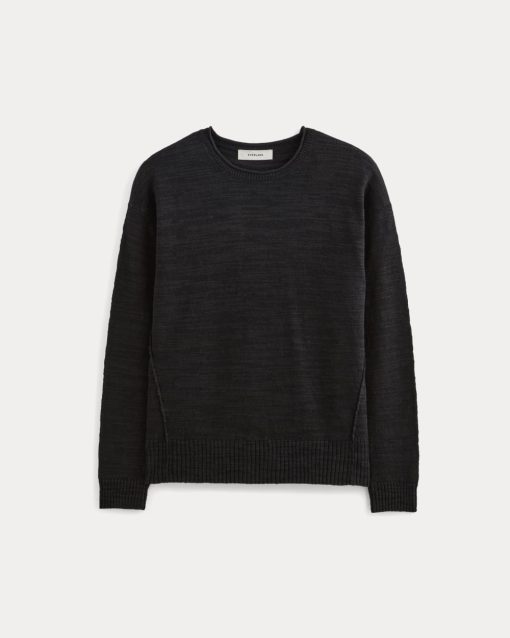 Alternative view of The Slouch Sweater in Cotton Linen | Black