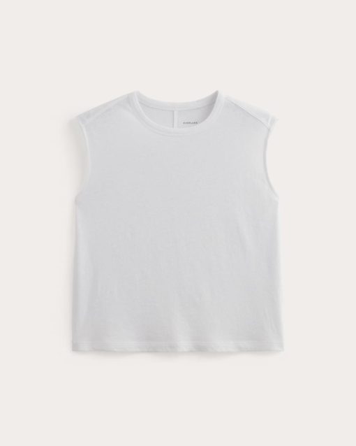 Alternative view of The Muscle Tee in Cotton Linen | White