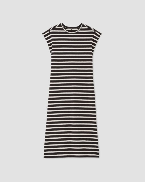 Alternative view of The Muscle Tee Midi Dress | Black / Bone