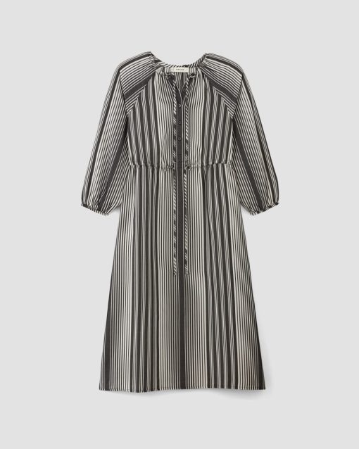 Alternative view of The TENCEL™ Gathered Maxi Dress | Black / Bone