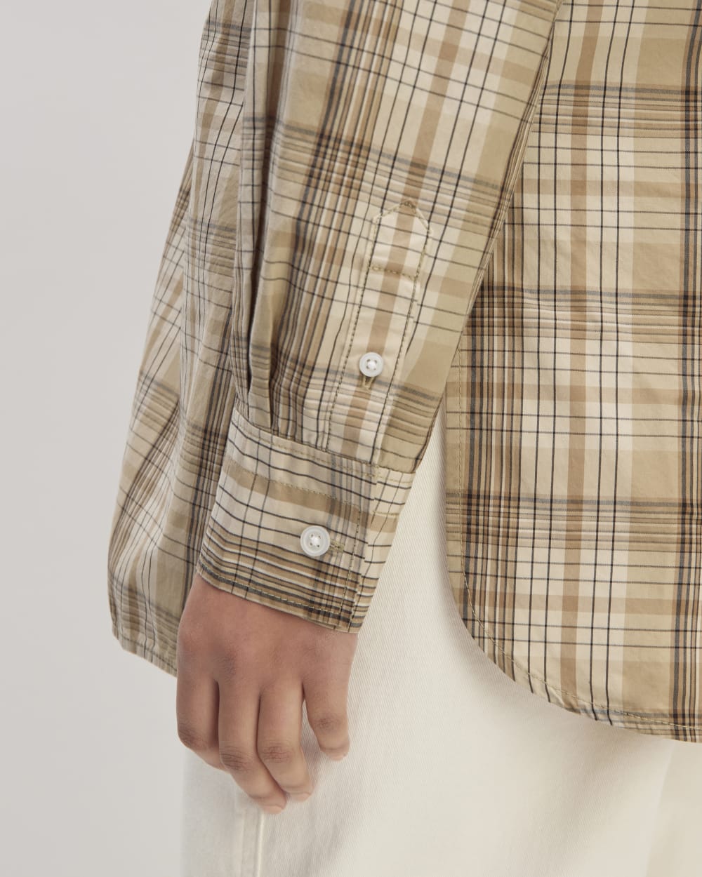 The Supima® Cotton Boyfriend Shirt | Pale Khaki Plaid - Image 5