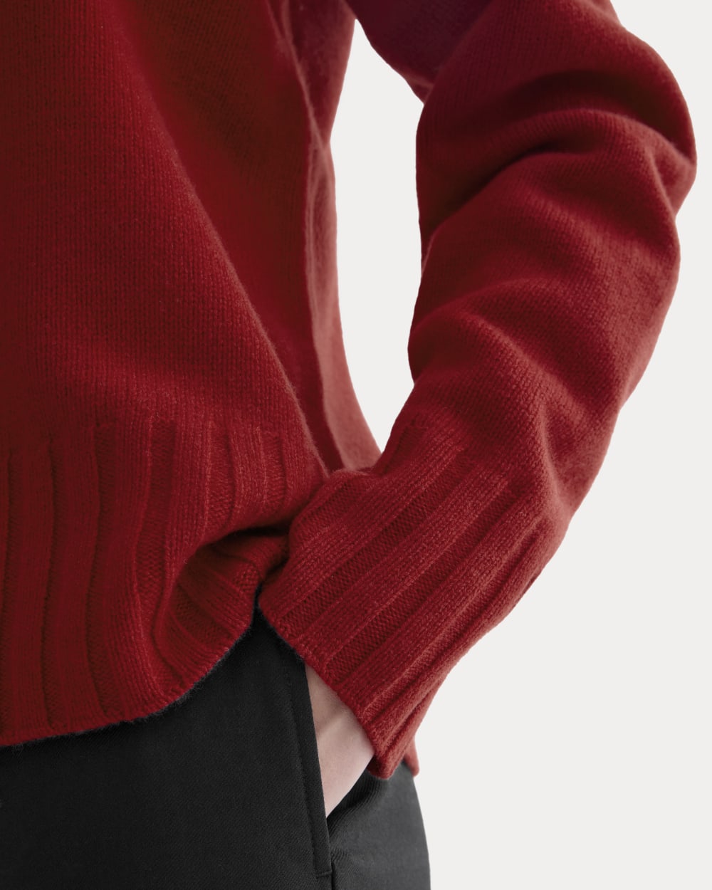 V-Neck Sweater in Extrafine Luxe Merino | Berry Red - Image 5