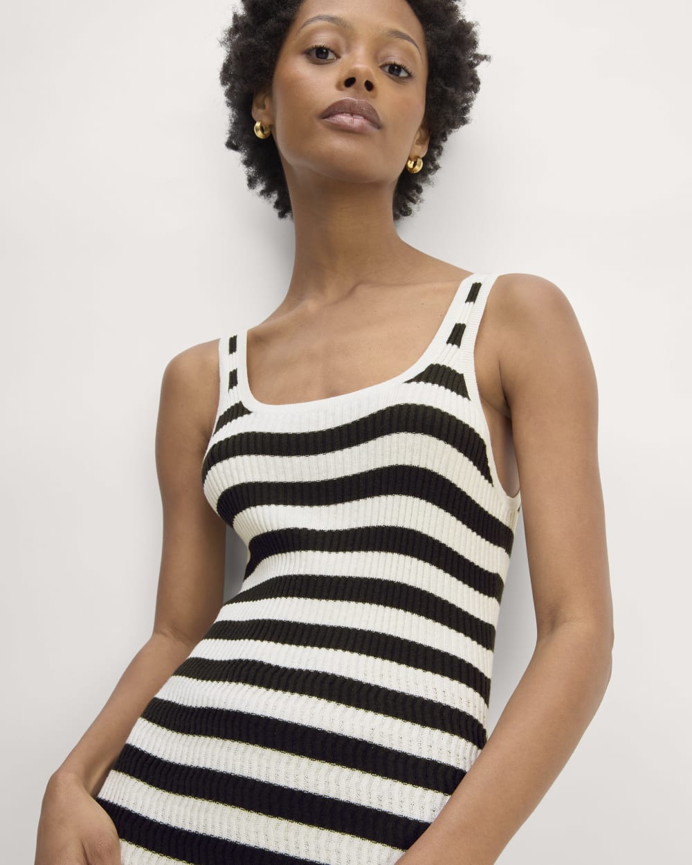 The Crochet Knit Tank Dress | Bone / Black - Image 3