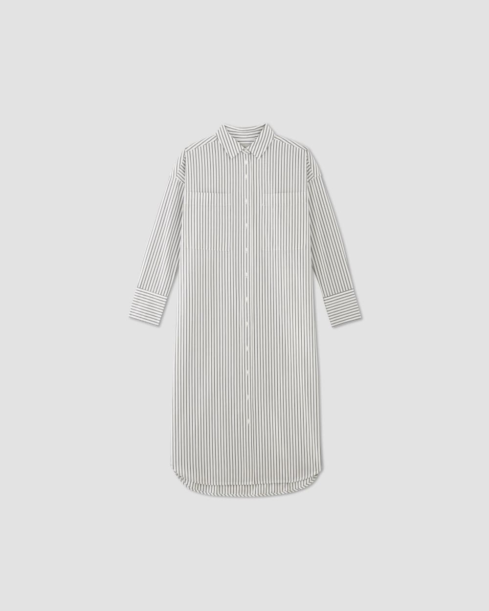 The Midi Cotton Shirt Dress | Bone/Navy - Image 2