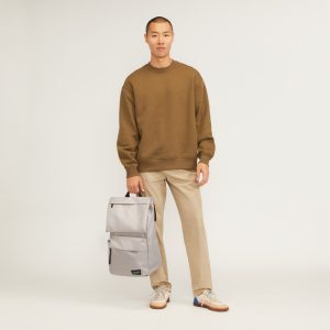 Alternative view of The ReNew Transit Backpack | Warm Quartz (with label)