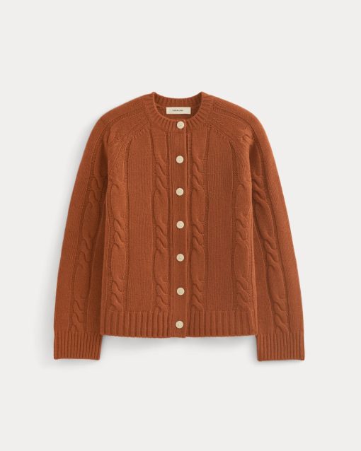 Alternative view of Cable Cardigan in Extrafine Luxe Merino | Rust Heather