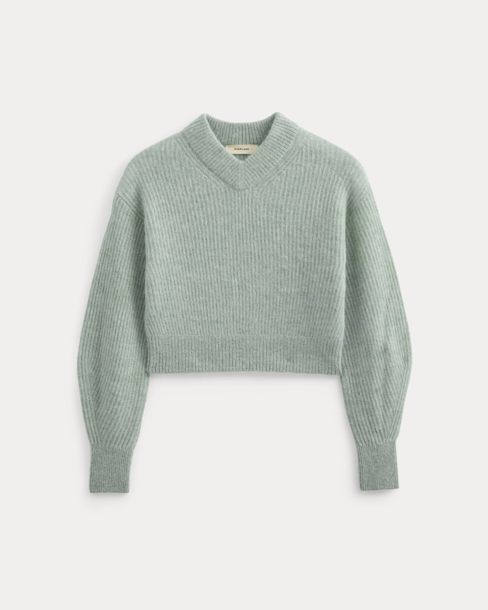 Cropped Cocoon Sweater in Alpaca | Heather Gray Mist - Image 2