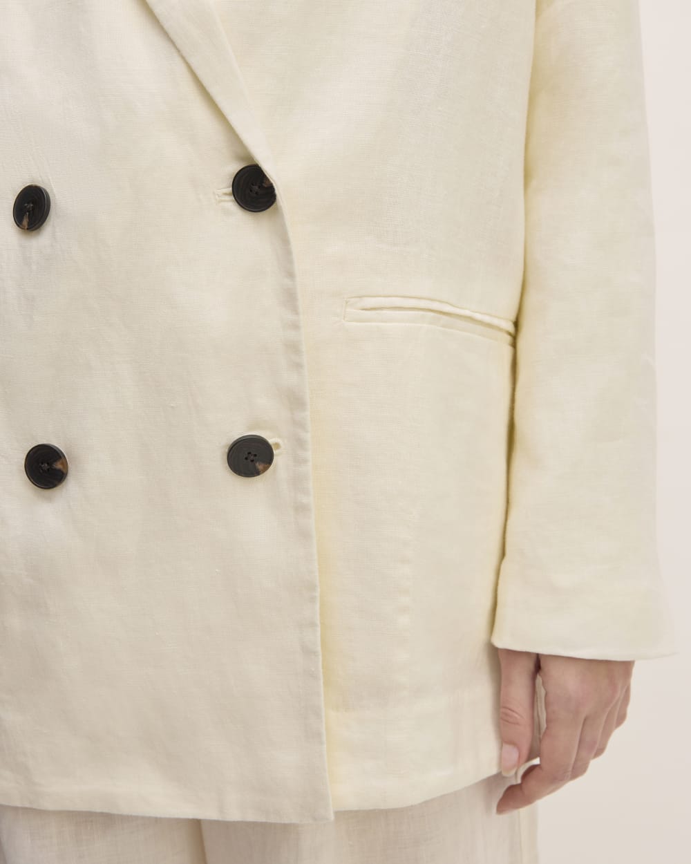 The Linen Double Breasted Blazer | Bone - Image 5