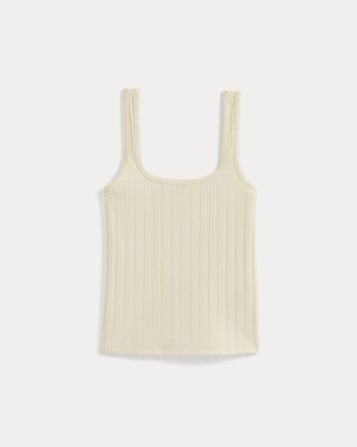 Alternative view of Scoop-Neck Tank in Pointelle | Lemon Icing