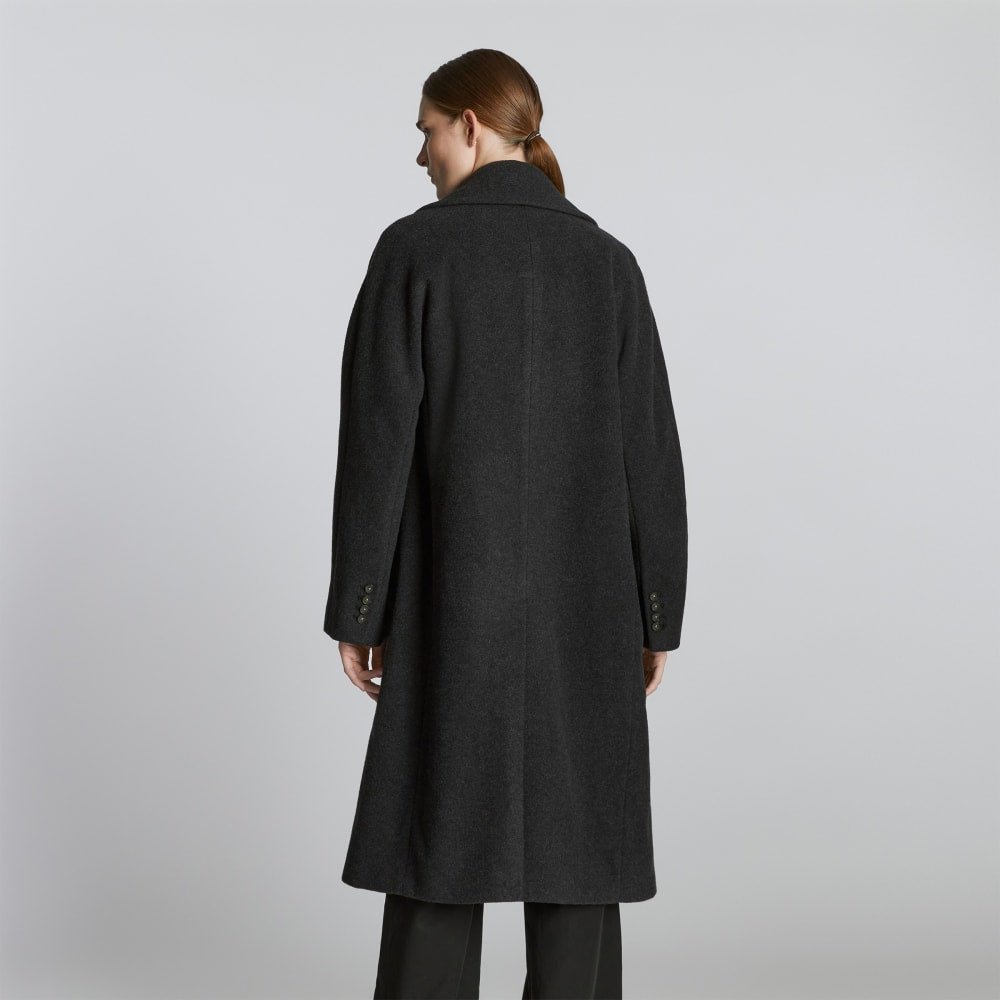 The Italian ReWool® Long Peacoat | Heathered Black - Image 3