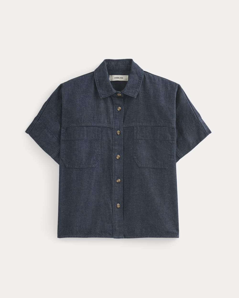 Cropped Boxy Denim Shirt | Dark Indigo Rinse - Image 2